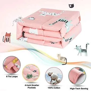 Sivio Weighted Blanket - 100% Cotton Weighted Blanket 5 lbs 36 x 48 inches, Washable Breathable Soft Heavy Blanket for Calm Sleeping for Home and School Nap, Pink Cat