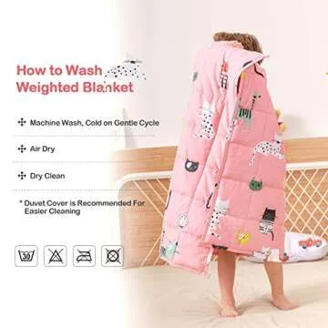 Sivio Weighted Blanket - 100% Cotton Weighted Blanket 5 lbs 36 x 48 inches, Washable Breathable Soft Heavy Blanket for Calm Sleeping for Home and School Nap, Pink Cat