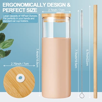 Eco-Friendly 6 Pack Glass Tumblers With Bamboo Lid