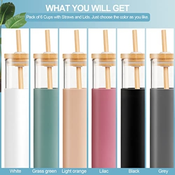 Eco-Friendly 6 Pack Glass Tumblers With Bamboo Lid