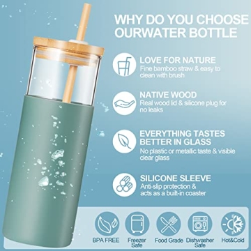 Eco-Friendly 6 Pack Glass Tumblers With Bamboo Lid