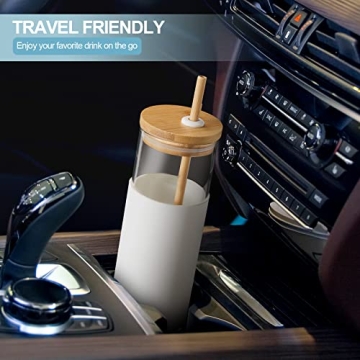 Eco-Friendly 6 Pack Glass Tumblers With Bamboo Lid