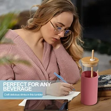 Eco-Friendly 6 Pack Glass Tumblers With Bamboo Lid