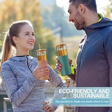 Eco-Friendly 6 Pack Glass Tumblers With Bamboo Lid
