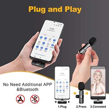 Wireless Lavalier Microphone for iPhone iPad, Dual Lapel Microphone Wireless with Noise Reduction fo...