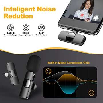 Wireless Lavalier Microphone for iPhone iPad | Dual Mic with Noise Reduction