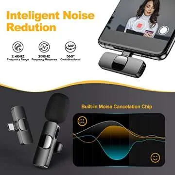 Wireless Lavalier Microphone for iPhone iPad | Dual Mic with Noise Reduction