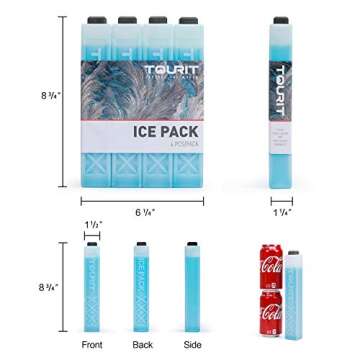 TOURIT Ice Packs for Coolers Reusable Long Lasting Freezer Packs for Lunch Bags/Boxes, Cooler Backpa...