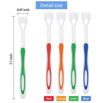 Boao 4 Pieces Three Sided Toothbrush Autism Sensory Toothbrush Bristle Travel Brush for Kids Complet...