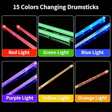 Rechargeable 15-Color Changing Drum Sticks for Engaging Performances