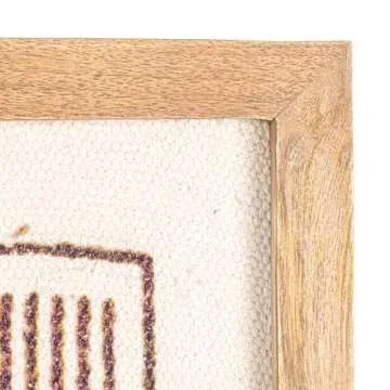 Bloomingville Mango Wood Framed Printed Dhurrie Wall Decor, Black and Cream