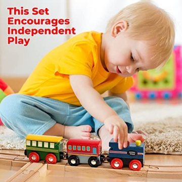 On Track USA Wooden Train Set 35 Piece Quality Toy