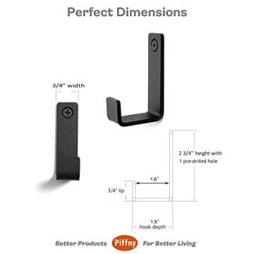 Piffny Robe & Towel Hook, 6 Pack Heavy Duty Stainless Steel Outdoor Wall Hooks for Hanging Towel, Coat, Backpack, Keys, etc (Modern Industrial)