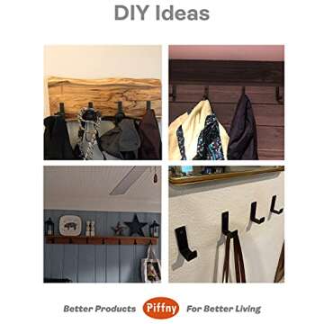 Piffny Robe & Towel Hook, 6 Pack Heavy Duty Stainless Steel Outdoor Wall Hooks for Hanging Towel, Coat, Backpack, Keys, etc (Modern Industrial)