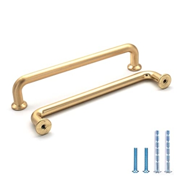 Brushed Brass Cabinet Pulls - Elegant 10 Pack Handles