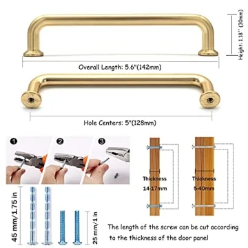Brushed Brass Cabinet Pulls - Elegant 10 Pack Handles