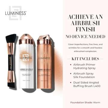 LUMINESS Airbrush Spray Silk Foundation Starter Kit - Hydrating Primer & Foundation with Brush