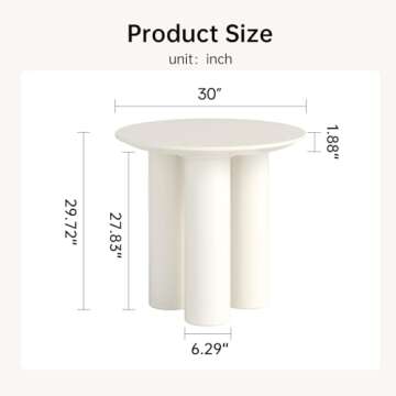 Guyii 30" Cream White Dining Table, Modern Round Kitchen Table, Small Indoor End Table for Kitchen, ...