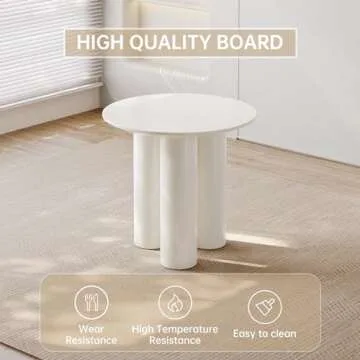 Guyii 30" Cream White Dining Table, Modern Round Kitchen Table, Small Indoor End Table for Kitchen, Bar, Living Room, Small Space, Easy Assembly, Table Only