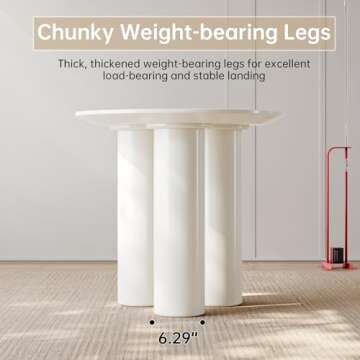 Guyii 30" Cream White Dining Table, Modern Round Kitchen Table, Small Indoor End Table for Kitchen, Bar, Living Room, Small Space, Easy Assembly, Table Only