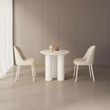 Guyii 30" Cream White Dining Table, Modern Round Kitchen Table, Small Indoor End Table for Kitchen, Bar, Living Room, Small Space, Easy Assembly, Table Only