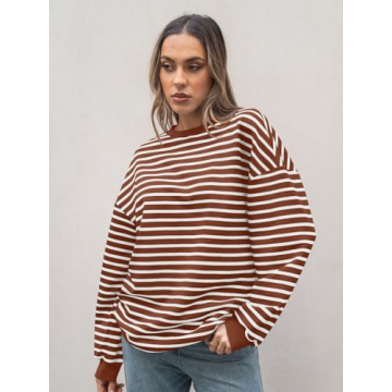 Trendy Queen Women's Oversized Striped Sweatshirt