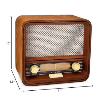 ClearClick Classic Vintage Retro Style AM/FM Radio with Bluetooth & Aux-in - Handmade Wooden Exterior