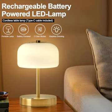 PORTRES Cordless Table Lamp - Rechargeable Stylish Lighting