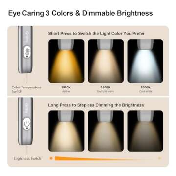 Gritin Neck Reading Light, Book Light for Reading in Bed- Eye Caring 3 Colors,Stepless Dimming Brigh...