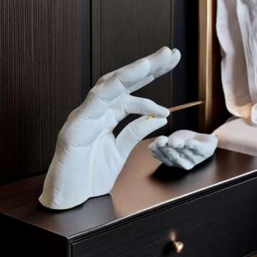 Hand Incense Holder - Incense Burner Ash Catcher, Handcrafted Incense Stick Holder with Ash Catcher, Artisan Incense Burner for Meditation & Yoga (Black)