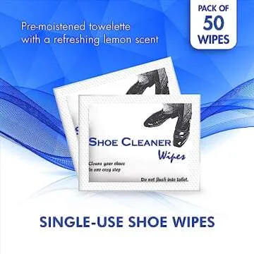 Diamond Wipes Pre-Moistened Shoe Shine Wipes, Streak-Free Shoe Cleaner Pack of 50 Individually Wrapp...