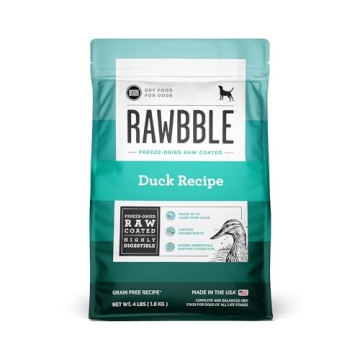 BIXBI Rawbble Dry Dog Food - Duck Flavor, 4 lbs - Fresh Meat, Grain-Free, USA Made