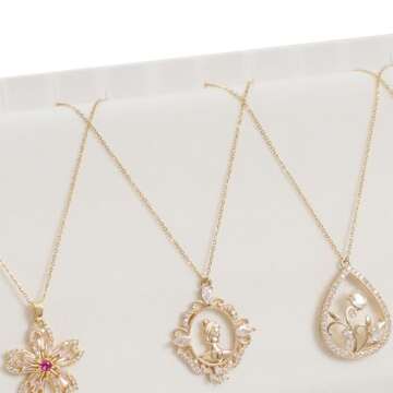 Yoimori Necklace Holder, 3 Tier Necklace Organizer Stand with White Velvet, Wood Necklace Display Stands for Selling, Jewelry Display Stand for 72 Necklaces Bracelets (Brown)