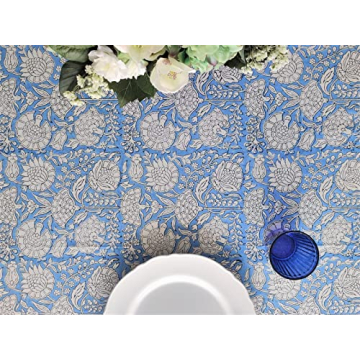 Azora Blue 100% Cotton Tablecloth for All Occasions