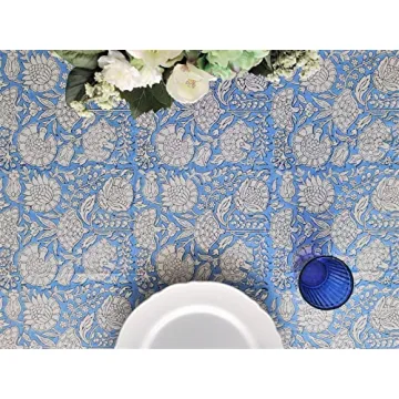 Azora Blue 100% Cotton Tablecloth for All Occasions