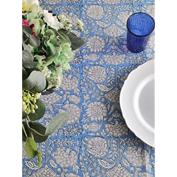 Azora Blue 100% Cotton Tablecloth for All Occasions