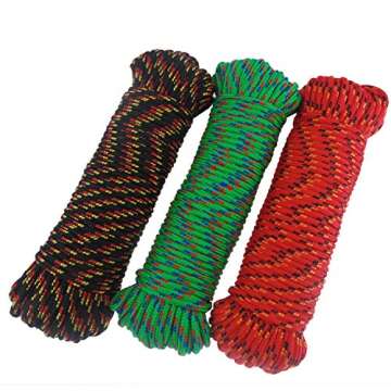 Diamond Braid Nylon Rope, 3/16" (5mm) by 100ft - High Strength Multi-Purpose Utility Rope, Green
