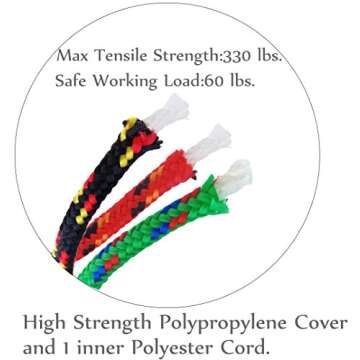 Durable Diamond Braid Nylon Rope, 3/16" by 100ft