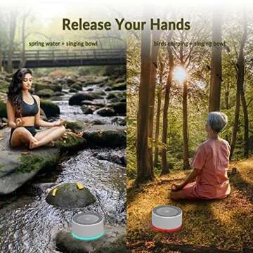 Kipcush Tibetan Meditation Bowl Sound Machine - 7 Different Sized Singing Bowls Sounds for Yoga, Meditation, Mindfulness, Chakra Healing, Sound Therapy and Stress Relief, Timer, Plug in