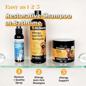 Pet Honesty Dog Allergy Relief Seasonal Itch Relief Shampoo for Dogs and Cats - Dog Skin and Coat Supplement, Itch Relief for Dogs, Moisturizing and Hydrating Coconut Oil + Vitamin E (16 oz)