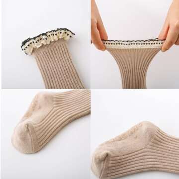 Ashmyova Baby Girls Vintage Ankel Lace Socks Toddler Ruffles Casual Dress Socks 6 Pack
