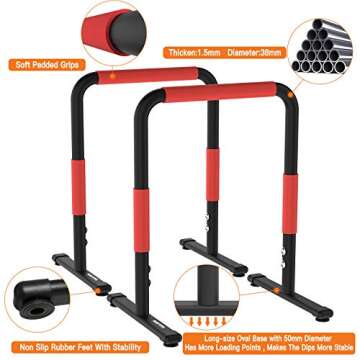 Royal Fitness Dip Bar Station Portable Dip Station Home Gym Dip Stand, Parallel Bars Workout Exercis...