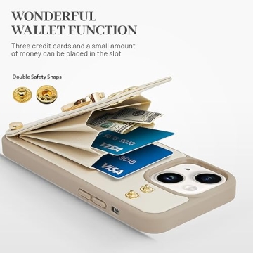 Stylish LAMEEKU Leather Wallet Case for iPhone 15 Plus