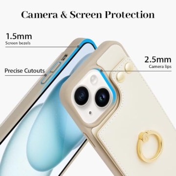 Stylish LAMEEKU Leather Wallet Case for iPhone 15 Plus