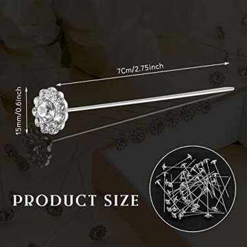 Henoyso 36 Pack Diamond Pins for Bouquets Flower Pins Bouquet Pins Diamond Corsage Boutonniere Pins ...