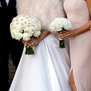 Henoyso 36 Pack Diamond Pins for Bouquets Flower Pins Bouquet Pins Diamond Corsage Boutonniere Pins Rhinestone Crystal Floral Pins Diamond Head Straight Pin for Wedding Bridal Flower(Glitter Style)