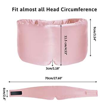 ATreebag Silk Sleep Mask for Women Men, Mulberry Silk Eye Sleeping Mask & Blindfold with Adjustable Velcro Strap, Blackout Eye Cover for Sleep Travel Yoga Nap, Large Size, Light Plum