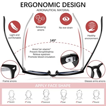 HEALSUN Blue Light Blocking Glasses Stylish Anti-Eyestrain