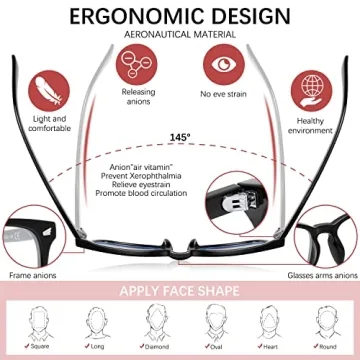 HEALSUN Blue Light Blocking Glasses Stylish Anti-Eyestrain