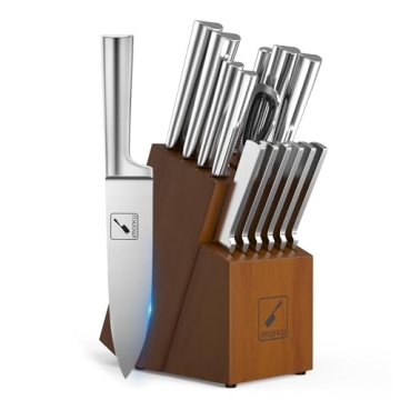imarku Knife Set - Kitchen Knife Set 15 Pieces Japanese Stainless Steel Knife Block Set with Sharpen...
